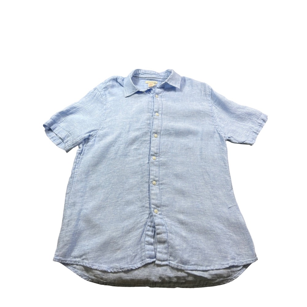 Carbon2Cobalt 100% Linen Men's Medium Blue Beach Resort‎ Camp Shirt
